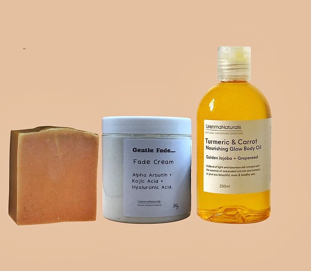 Fade Bundle (Turmeric & Carrot Oil x Fade Butter x Turmeric & Kojic Acid Glow Soap)