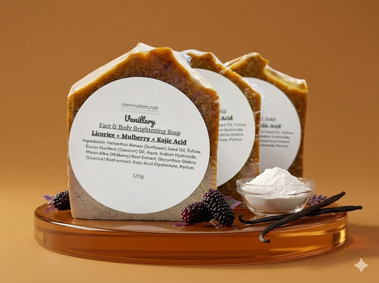Vanillary Face & Body Brightening Soap with Licorice, Mulberry extract & Kojic Acid.