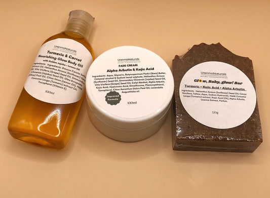 Fade Bundle (Turmeric & Carrot Oil x Fade Butter x Turmeric & Kojic Acid Glow Soap)