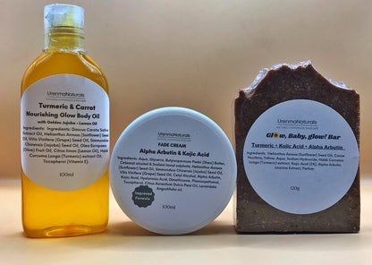 Fade Bundle (Turmeric & Carrot Oil x Fade Butter x Turmeric & Kojic Acid Glow Soap)