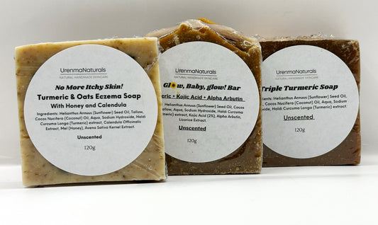 3 X Unscented Turmeric Based Soaps