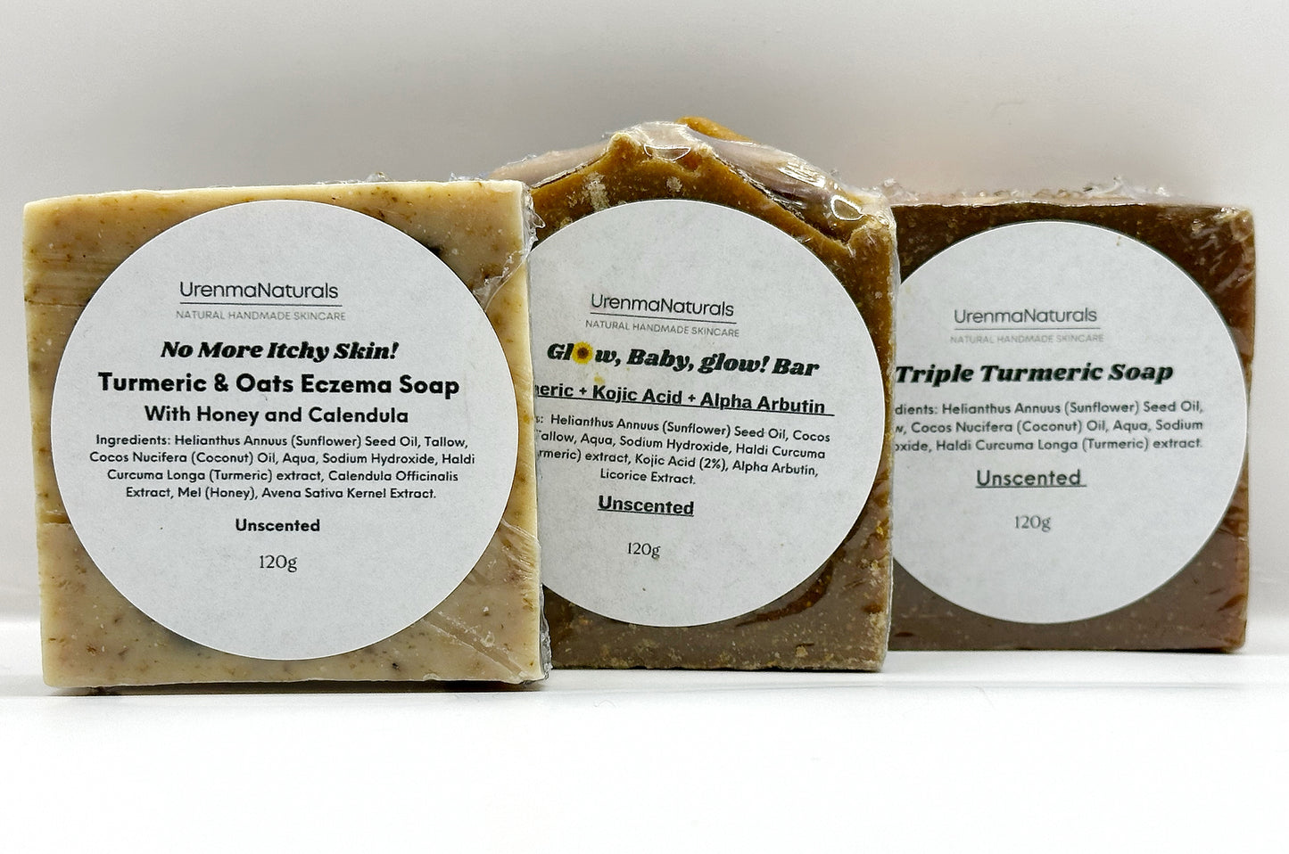 3 X Unscented Turmeric Based Soaps