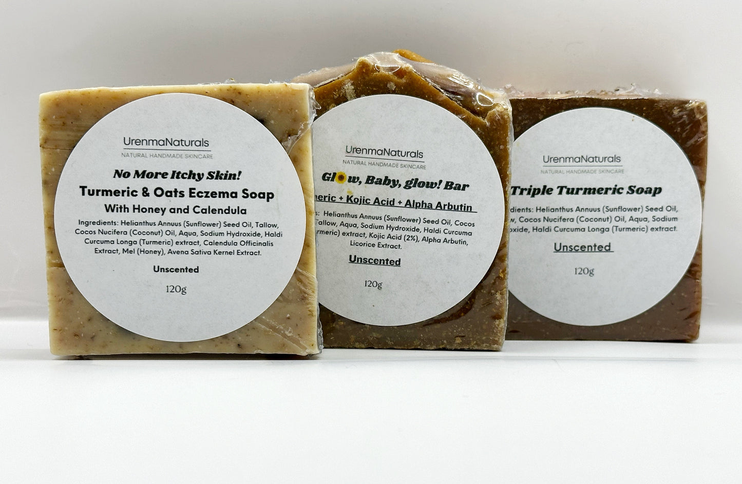 3 X Unscented Turmeric Based Soaps