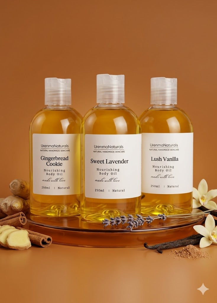 Nourishing Body Oil (Lush Vanilla, Gingerbread Cookie, Sweet Lavender- pick your scent)