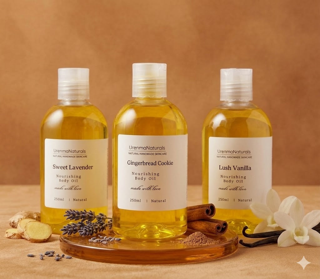 Nourishing Body Oil (Lush Vanilla, Gingerbread Cookie, Sweet Lavender- pick your scent)